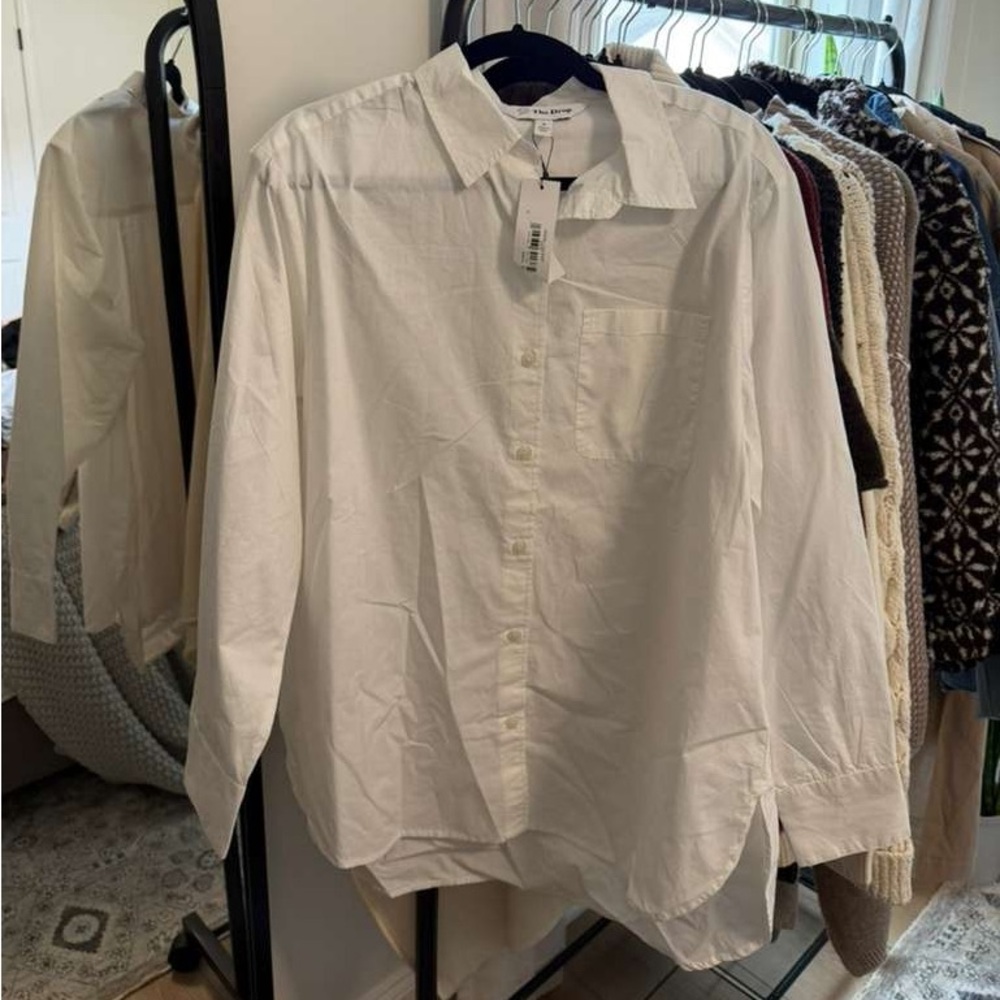NEW The Drop Kendall Oversized White Cotton Button-Up Shirt - Picture 2 of 3